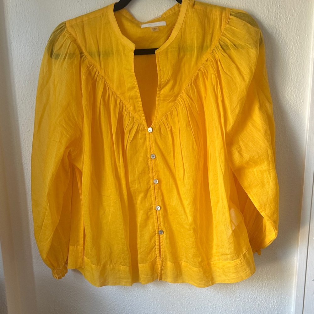 Mother - Women’s Yellow Button-Front Peasant Blouse